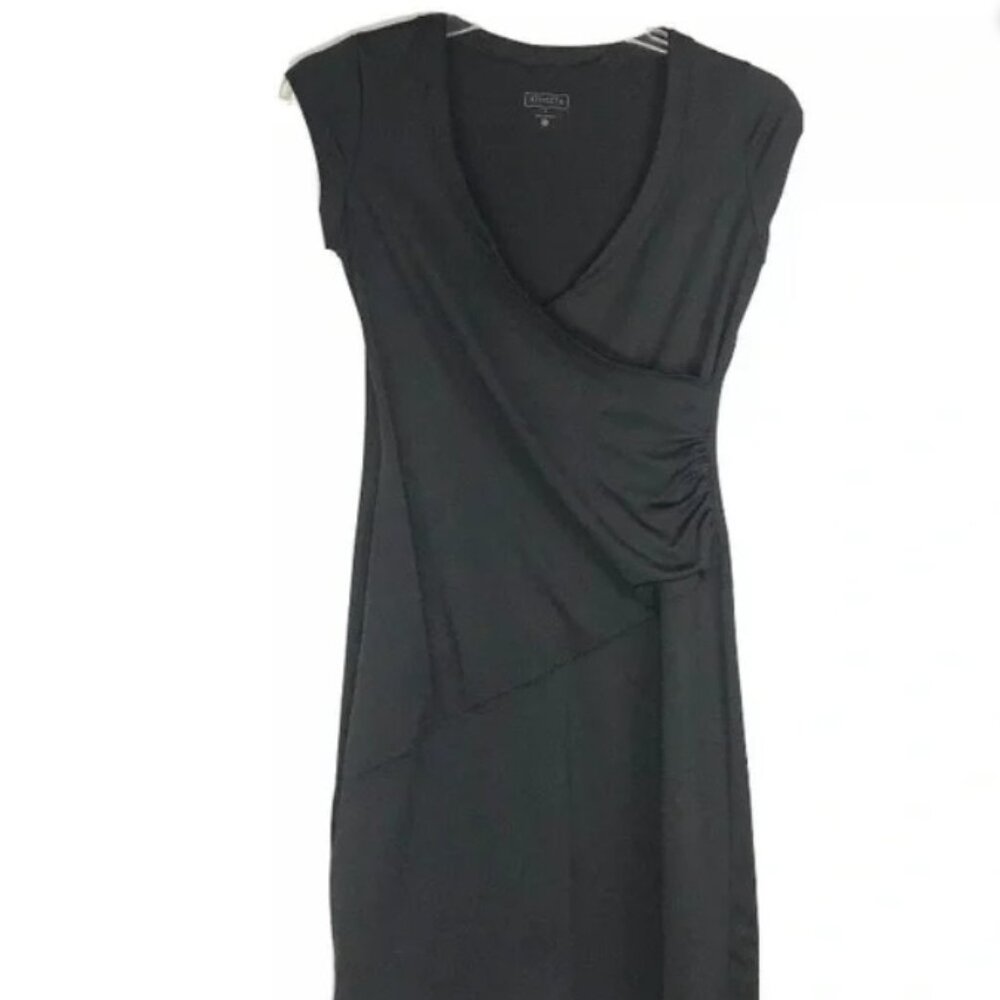 ATHLETA Casual Swim Resort Dress Size Small Black Faux Wrap Overlap V-Neckline